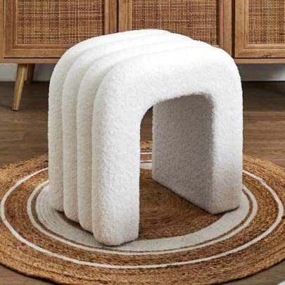 Taburete de vanidad tapizado, reposapiés otomano con soporte de acero, reposapiés multifuncional para la sala de estar, taburete de vestir moderno de terciopelo suave sin respaldo, silla de acento. Almacenamiento para la vuelta al dormitorio escolar