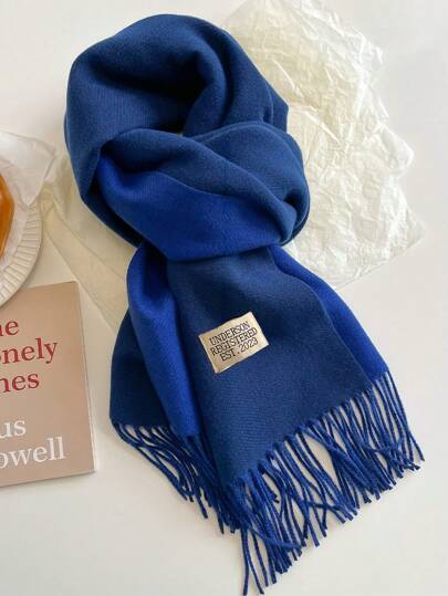 1 Pc Women Winter Scarf Beige Faux Cashmere Shawls And Wraps Thick Warm Lady's Fashion Solid Colors Double-Side Blanket Outdoor Stoles With Tassels Muffler Accessories Women