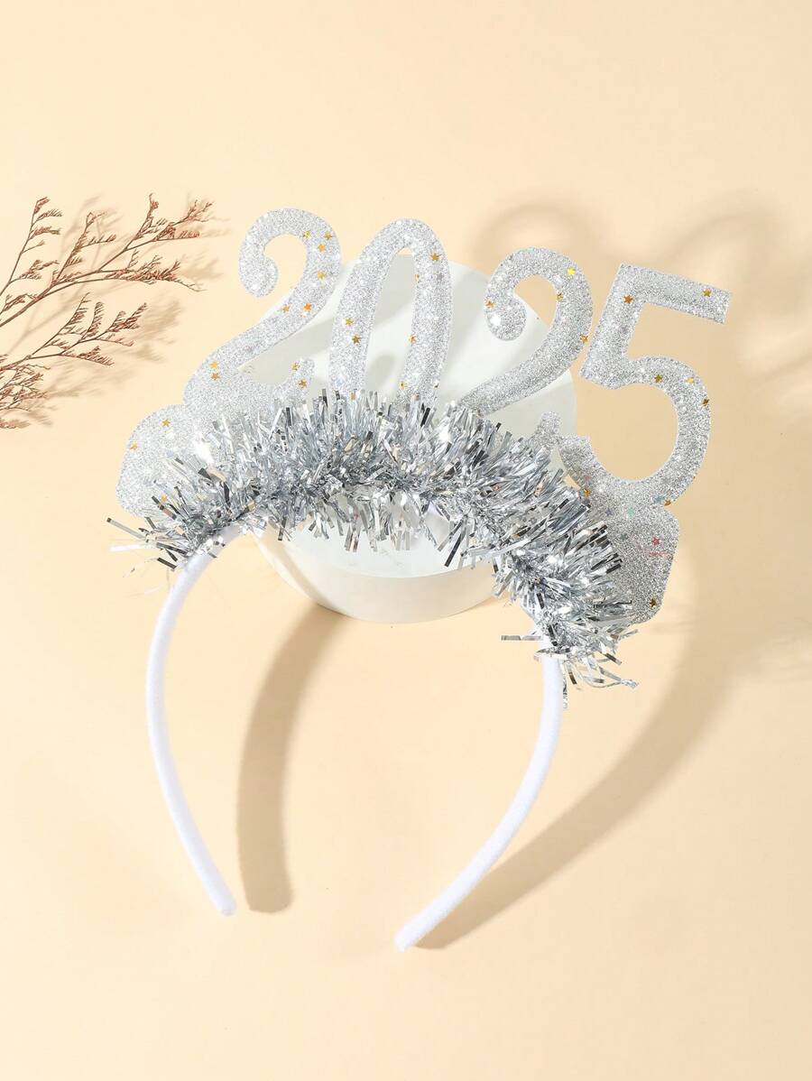 Silver Galaxy Glitter Sparkle 2025 New Year's Eve Headband