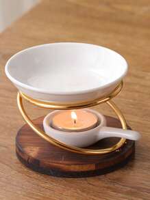 1 件装双圆形香薰灯炉机器陶瓷家用精油蜡烛灯炉 - 彩色 - 查看 8