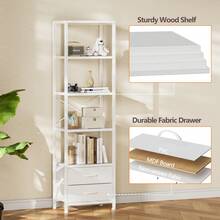Satifur Storage Rack With Drawers, Wooden High Display Vertical Bookshelf, Vertical Kitchen Storage Rack, Bedroom, Living Room, Office, Bathroom - màu đen - Xem 7