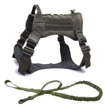 2 件套狗背带和牵引绳套装，带手柄的 Molle 背心，适用于工作犬，带钩环面板，适合小型、中型、大型犬散步、远足训练 - 彩色 - 查看 15