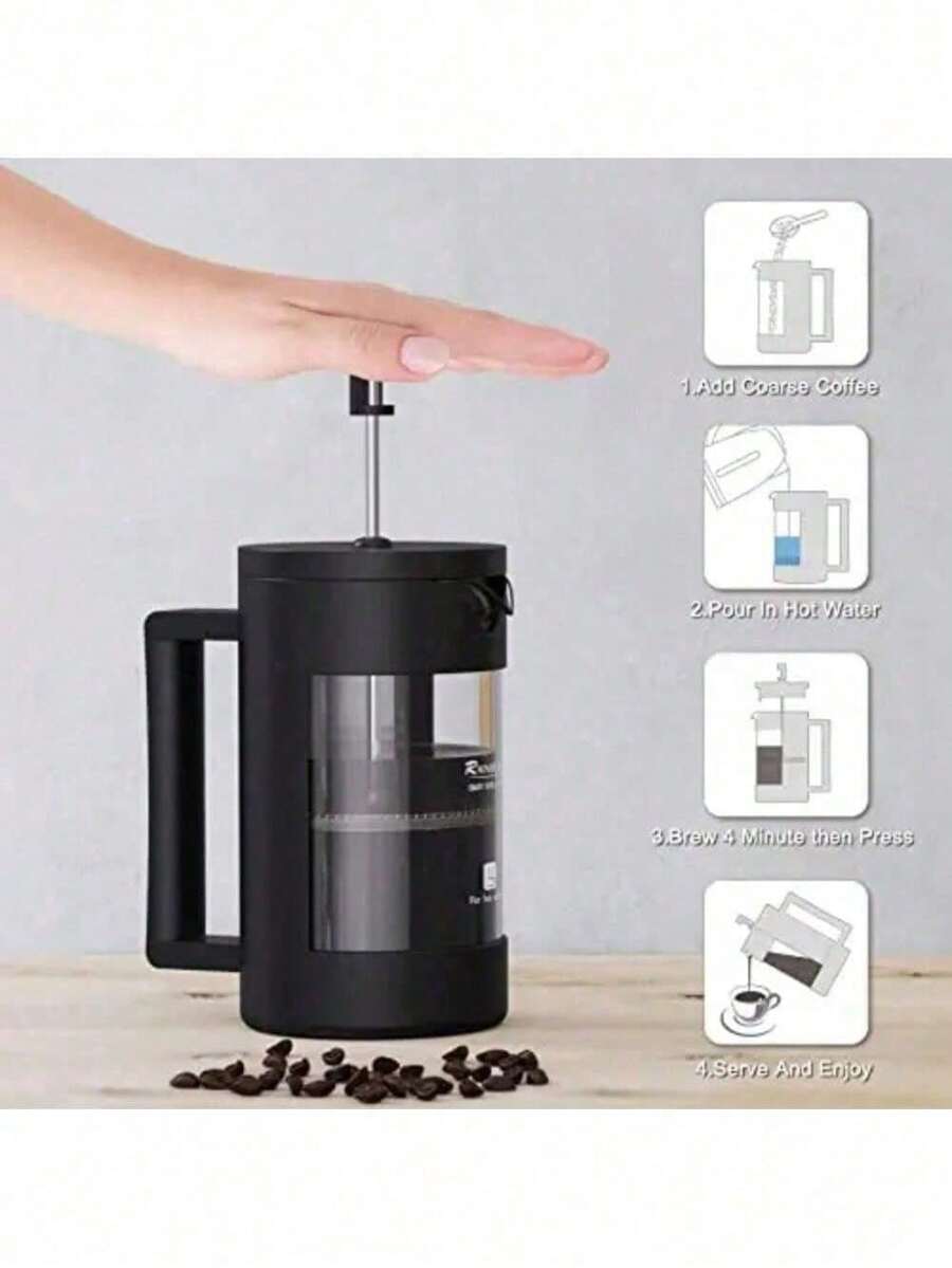French Press Coffee Maker, Camping Plastic Glass French Coffee Press
