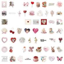 60 Adesivi, Adesivi estetici rosa, Adesivi in vinile impermeabili per borracce, computer portatile, computer, telefono, chitarra