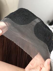 40英寸蕾丝前假发，1米黑色直发，13*4*1 T型蕾丝前假发，超长直发，预先拔毛的合成直发蕾丝前假发，女士款。价格实惠的假发，时尚接发，节日假发，圣诞节、平安夜及其他节日时尚假发。 - 黑色 - 查看 6