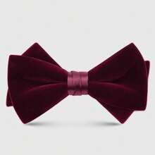1 pieza Corbata de moño de terciopelo de poliéster de unicolor, accesorio de vestimenta formal de alta gama para bodas, fiestas, banquetes, escenarios, otoño/invierno para hombres