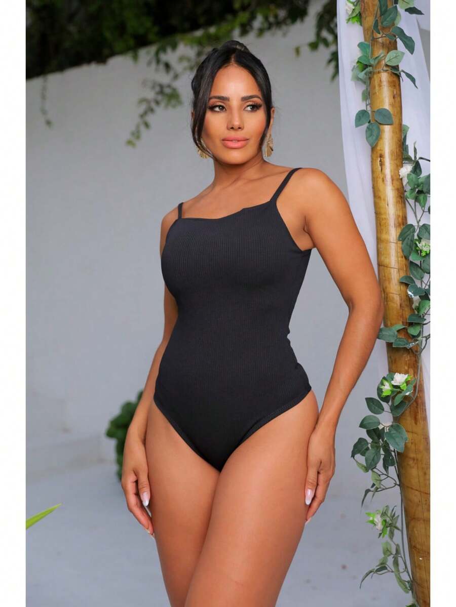 Elegant Body Comfortable Stretchy Seersucker Fabric Women's Fashion Strappy - màu đen - Xem 1