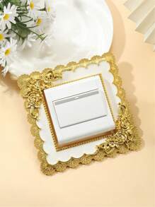 1片全新树脂单/双灯开关装饰面板盖贴纸，家居装饰墙贴 - 金色 - 查看 17