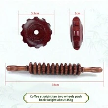 1pc Solid Wood Roller Massage Stick For Whole Body Dredging, Cervical And Back Massage Device, Muscle Relaxation, Wooden Household Wolf-Tooth Stick Wooden Massage Stick Hand In Hand Roller Meridian Massage Stick Solid Wood Roller Massage With A Back Abdominal Massager(The Product Is A Wood Product, And It Is Normal To Have A Little Black Spots And Cracks) Gym Accessories, Sport, Gym, Home Exercise, Massager, Massage - Beige - View 16