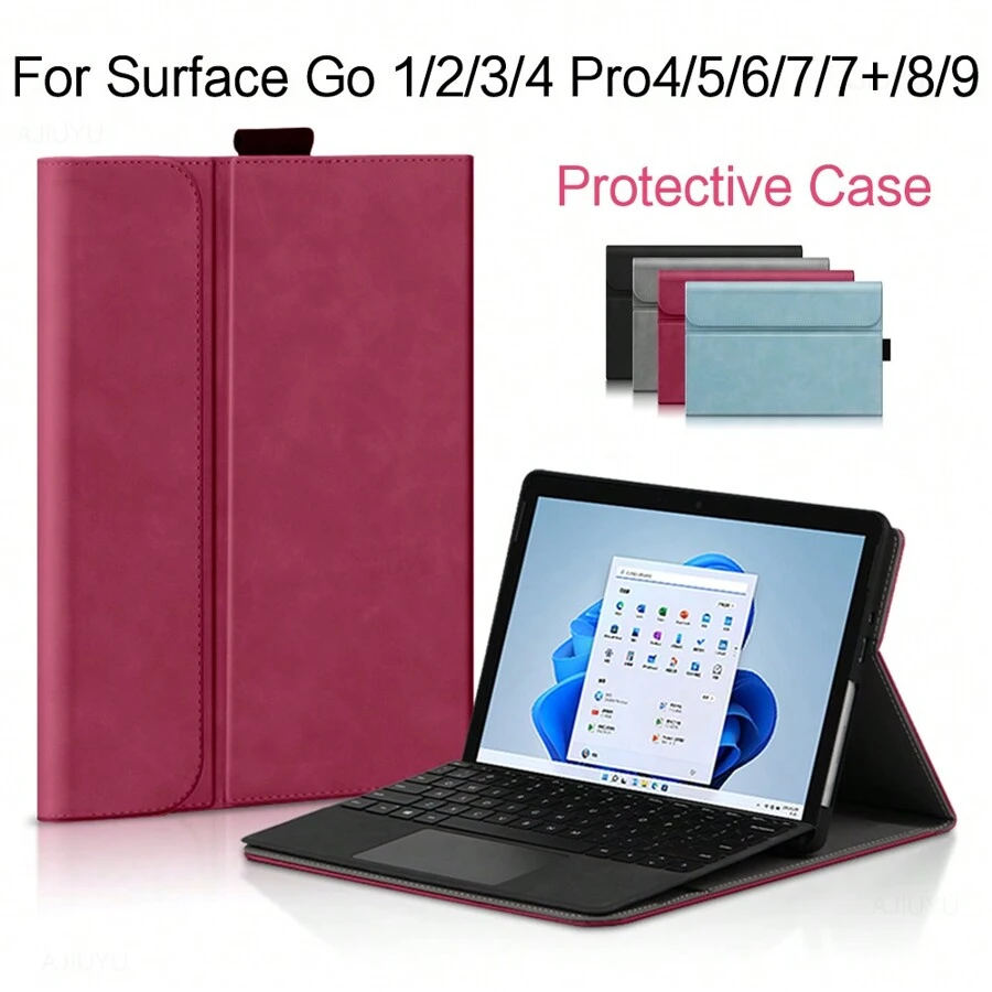 Carcasa/estuche/funda protectora compatible con Microsoft Surface Pro 10 9 8 7 6 5 4 2 en 1 Laptop, Go 4 3 2 1 Tablet, cubre teclado - Rosa Fucsia - Ver 1