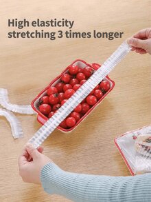 100pcs PE Food Preservative Covers, Elastic Plastic Bags, Food Packaging, Simplest Kitchen Food Covers, Round Plate Covers, Shower Caps, Storage Cabinets, Kitchen Organizers, Kitchen Supplies, Room Decor, Home Decor - White - View 8