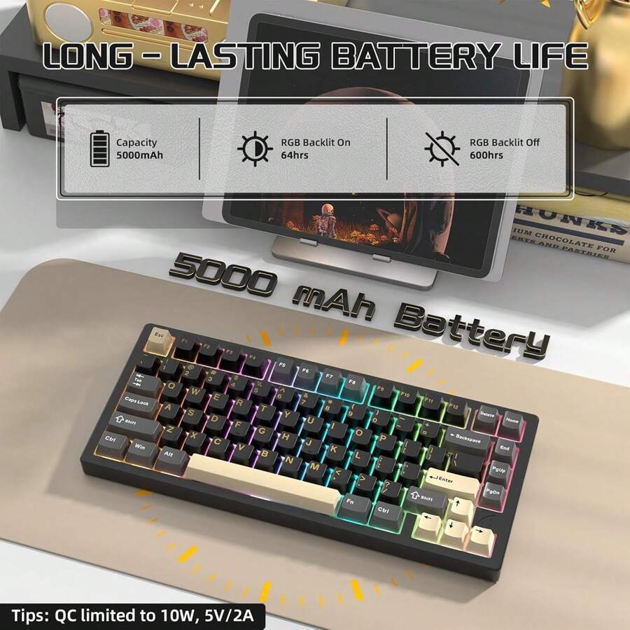 ATTACK SHARK X75-QMK Wireless Mechanical Gaming Keyboard - CNC Aluminum ...