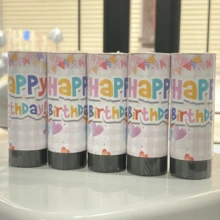 Birthday Party Manually Twisted Small Fireworks Streamer Cannon, Colorful Paper Confetti Streamer Party Props Mini Handheld Firecracker Streamer Cannon,Christmas - Pink - View 3