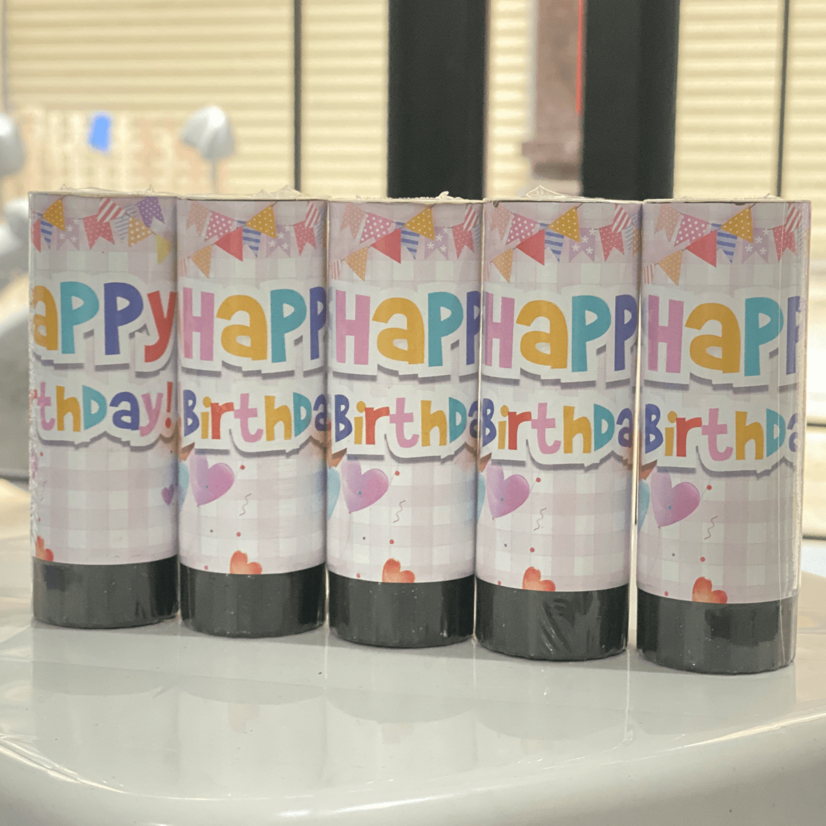 Birthday Party Manually Twisted Small Fireworks Streamer Cannon, Colorful Paper Confetti Streamer Party Props Mini Handheld Firecracker Streamer Cannon,Christmas - Pink - View 2