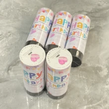 Birthday Party Manually Twisted Small Fireworks Streamer Cannon, Colorful Paper Confetti Streamer Party Props Mini Handheld Firecracker Streamer Cannon,Christmas - Pink - View 5