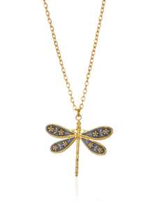 1 Stück Halskette für Frauen in Goldfarbe aus Edelstahl mit Libellen Anhänger, Choker, modischer Vintage Insekten Schmuckzubehör als Geschenk
