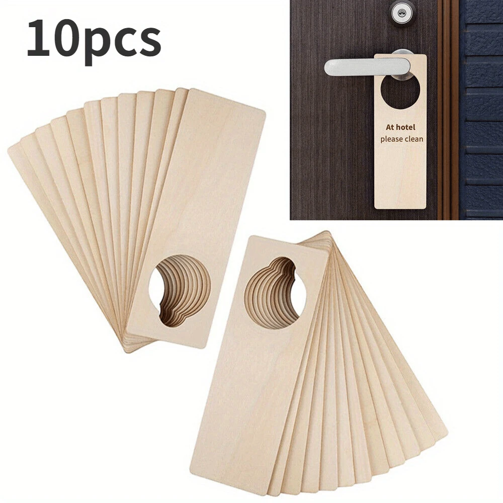 10/20pcs Unfinished Wooden Door Hanger Signs For DIY Crafts And Hotel Office Home Decor - Blank Wooden Door Handle Tags For Customization And Decoration - Doorplate - View 1