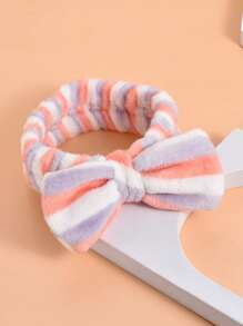 1入組蝴蝶結裝飾浴髮帶柔軟可愛彈性蝴蝶結髮帶適合女士和女孩洗臉頭巾頭飾