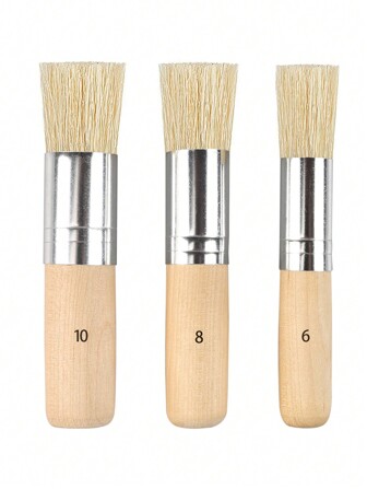 3 piezas de brochas de estarcido de madera 100% naturales, brochas de cerdas para pintura acrílica, óleo y acuarela, para proyectos DIY de manualidades y tarjetas, 3 tamaños, útiles escolares
