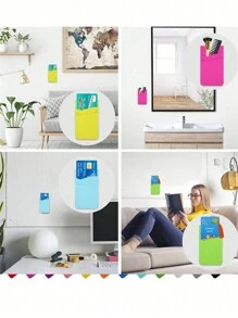 CALINNL 1pc Phone Wallet Stick On Phone For Phone Back 1/2 Pocket Silicone Adhesive Card Cell Phone Sleeves Cell Phone Wallet Silicone Adhesive Phone Stick On Wallet For Phone Case Phone Pocket For Most Phones Phone Suction Card Cover Card Holder Wallet Business Card Holder Credit Card Holder Women For Women For Men Card Wallet Magsafe Wallet