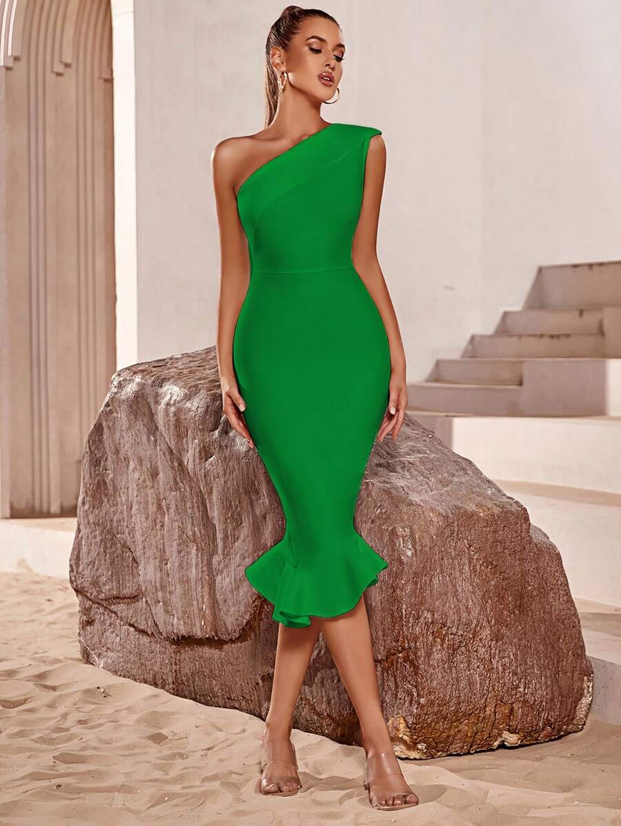 ADYCE Elegant Mermaid Hem Bodycon Cocktail Dress, White Semi-Formal Gown Suitable For Birthday, Wedding Guest, Formal Dinner, Homecoming, Easter Summer, Graduation Ceremony And Other Occasions - Green - View 1