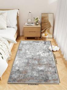1 Stück grauer bedruckter Teppich, Nachahmung aus kurzflorigem Kaschmirmaterial, weich und angenehm, leicht zu pflegen, wasserdicht und rutschfest, maschinenwaschbar, geeignet für Wohnzimmer, Schlafzimmer, Küche, Esszimmer, Raumdekoration, Heimdekorationsmatte. Geeignet für Herbst und Winter.