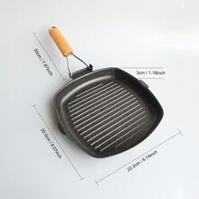 可折叠铸铁牛排锅，居家和户外使用，用于烧烤/煎炸牛排海鲜煮 - 黑色 - 查看 2
