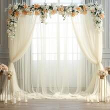 1 pieza Cortina de Fondo Transparente Blanca, Adecuado para Fiestas, Cortina de Fondo Transparente, Cortina de Fondo para Fotografía de Bodas, Aplicable para Fotografía de Bodas y Fiestas de Cumpleaños - Multicolor - Ver 13