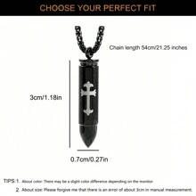 1pc Bullet Head Skull Urn Pendant Necklace; Openable Perfume Bottle Pendant Necklace; Personalized Hip-Hop Men Necklace With Cross Print Pendant; Pet Urn Box Pendant; Punk Hip-Hop Titanium Steel Couple Necklace; Memorial Gift