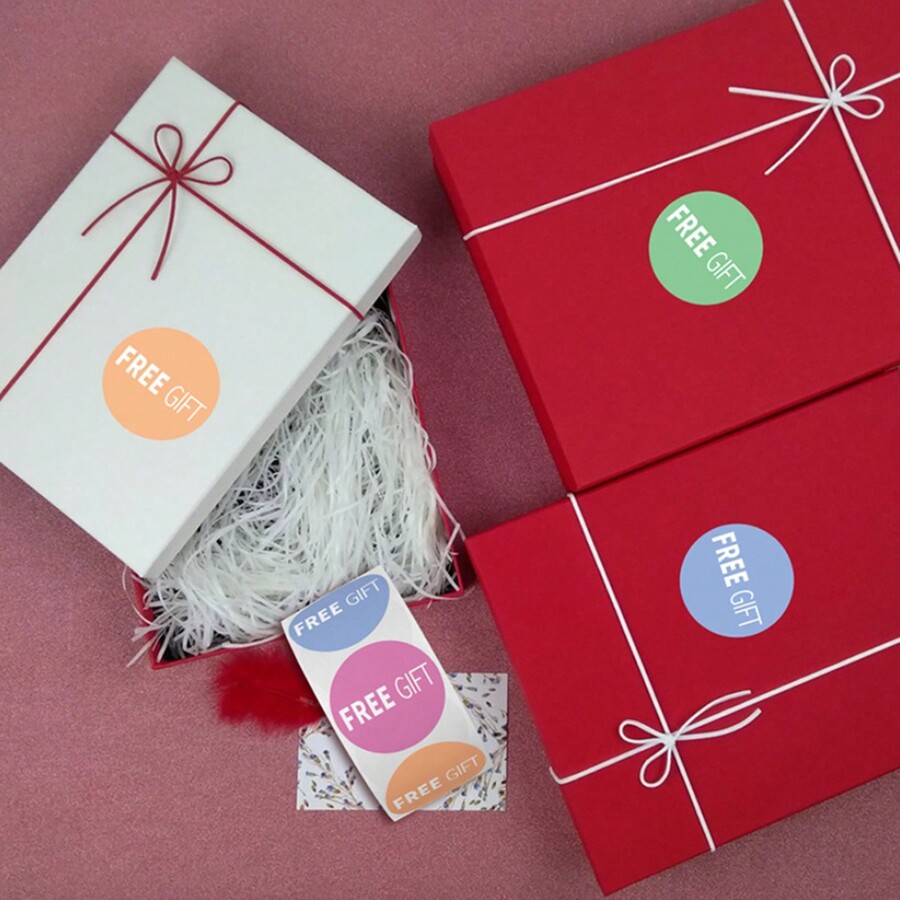 TYFYO 500pcs/Roll Gold Free Gift Stickers 1inch Round Thank You Sticker