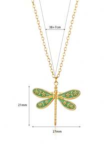 1 Stück Halskette für Frauen in Goldfarbe aus Edelstahl mit Libellen Anhänger, Choker, modischer Vintage Insekten Schmuckzubehör als Geschenk