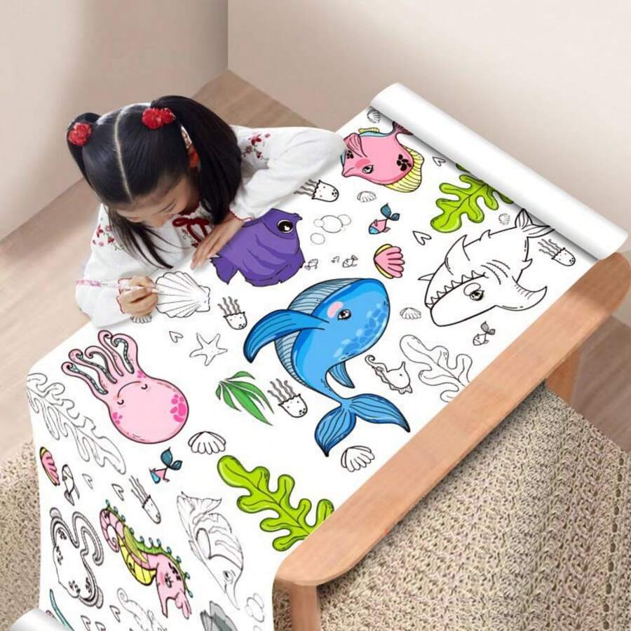 1pc Graffiti Scroll, Coloring Scroll, Extra Long Coloring Canvas, Coloring Pad, Large Drawing Paper, Coloring Book Back To School,Back To School,School Supplies - Multicolor - View 1