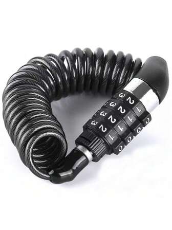 1 Pc 4-Digit Password-Protected Portable Multi-Functional Steel Cable Anti-Theft Helmet Lock, Suitable For Motorcycle, Electric Bike, Bicycle Anti-Loss Lock