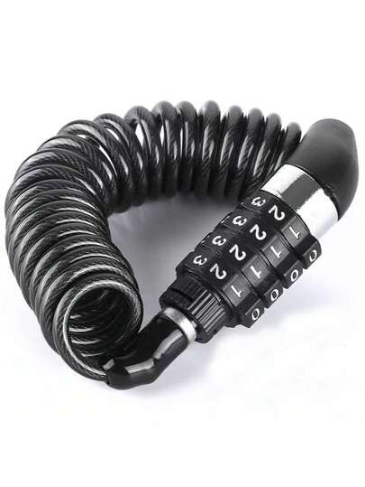 1 Pc 4-Digit Password-Protected Portable Multi-Functional Steel Cable Anti-Theft Helmet Lock, Suitable For Motorcycle, Electric Bike, Bicycle Anti-Loss Lock