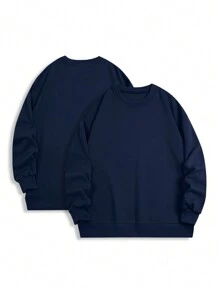 Blueplus 350g Heavyweight Sweatshirt, Loose Fit, Classic Ribbed Cuffs, Long-Lasting Fit And Comfortable, Suitable For Daily Wear, Outdoor Travel Men's Sweatshirt, Autumn And Winter Men's Tops