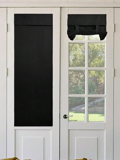 1PC Linen Look French Door Curtains, Door Sidelight Glass Curtain For Window Blackout Door Curtain Glass  Self Stick Tie Up Shades Tricia Window Blinds Light Block Insulating Sidelight