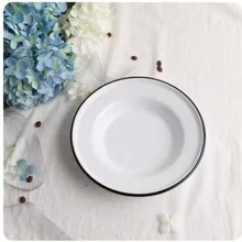 PRATO FUNDO DE FERRO METAL BRANCO ESMALTADO 22-CM / 3-CM - Branco - Visão 5