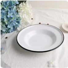 PRATO FUNDO DE FERRO METAL BRANCO ESMALTADO 22-CM / 3-CM - Branco - Visão 1