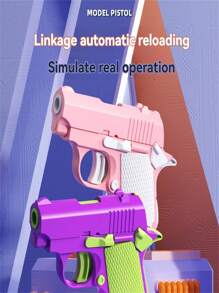 1 pieza Pistola de juguete con retracción automática, juguete antiestrés con retracción automática, juguete para dedos para adultos (sin disparos) - Multicolor - Ver 2