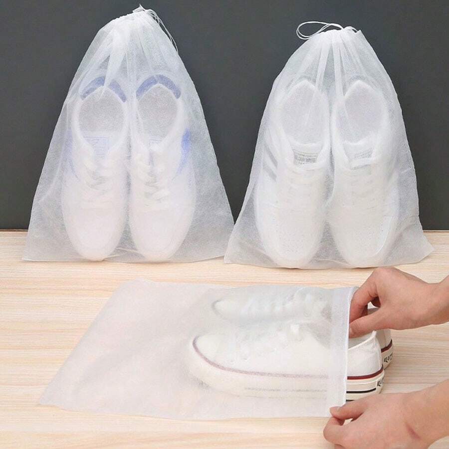 10 件装耐用无纺布鞋袋，适合旅行和家庭储存 - 保护鞋子免受损坏 - 白色 - 查看 1