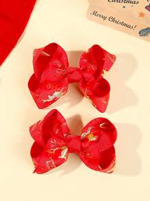 10pcs/30pcs Christmas Girls Assorted Gold & Silver Foil Bow Hair Clips Claws, Suitable For Holiday Gifts (Random Pattern)