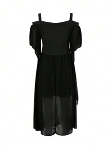 Female Plus Size Off Shoulder Dress, Halloween Boat Neck Fly Sleeve One-Piece For Ladies, L/XL/XXL/XXXXL/XXXXXL