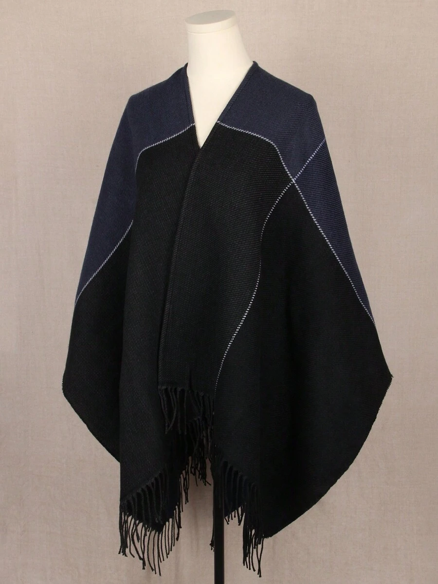 Women's Shawl Wrap Poncho Warm Cape Cardigan Shawls For Fall Winter - Multicolor - View 1