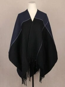 Women's Shawl Wrap Poncho Warm Cape Cardigan Shawls For Fall Winter - Multicolor - View 2