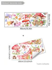 1set Fairy Mushroom House Wall Stickers For Living Room And Bedroom Decor - Multicolor - View 14
