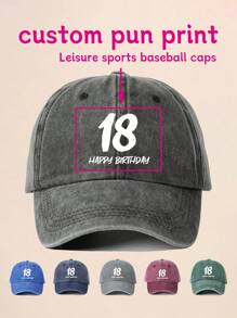 1 件定制印花年龄祝福水洗棒球帽，可调节防晒休闲帽适合春季、秋季、旅行、海滩成人返校冬季礼物创意男孩女孩情人节