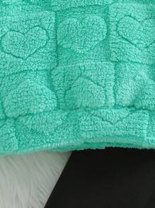 Young Girl' Comfortable Hooded Sweatshirt And Solid Color Thermal Lined Casual Leggings 2Pcs Outfit For Daily Wear, Winter - Green - View 4