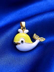 1/5 件时尚可爱金属珐琅方晶锆石海豚和金鱼吊坠，适合 DIY 珠宝制作项链、耳环、钥匙扣、手机链、海洋生物装饰礼物 - 彩色 - 查看 4