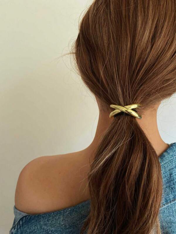 1 Stück eleganter goldener Metall-Haargummi, Y2K witziger & dunkler Luxusstil Haargummi für Frauen, einfacher schicker Haargummi, glänzender kleiner Knoten Pferdeschwanz-Manschette, Kuppel Pferdeschwanz-Manschette, Pferdeschwanz-Gummiband, Frauen und Frauenhaar-Accessoires Haargummis Pferdeschwanz-Halter Haargummis Haargummibänder Scrunchies Haarseile