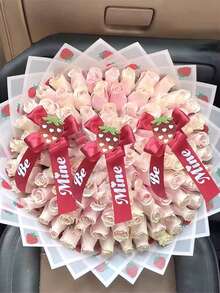 20 张装卡通草莓印花防水花卉包装纸、半透明花束纸，适用于婚礼和礼品 - 彩色 - 查看 4